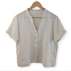 Pou Nou Spain Linen Blouse Short Sleeve Cream 4